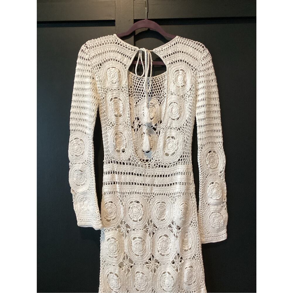 MAJORELLE white crochet boho Lincoln midi Dress size small - Picture 9 of 11